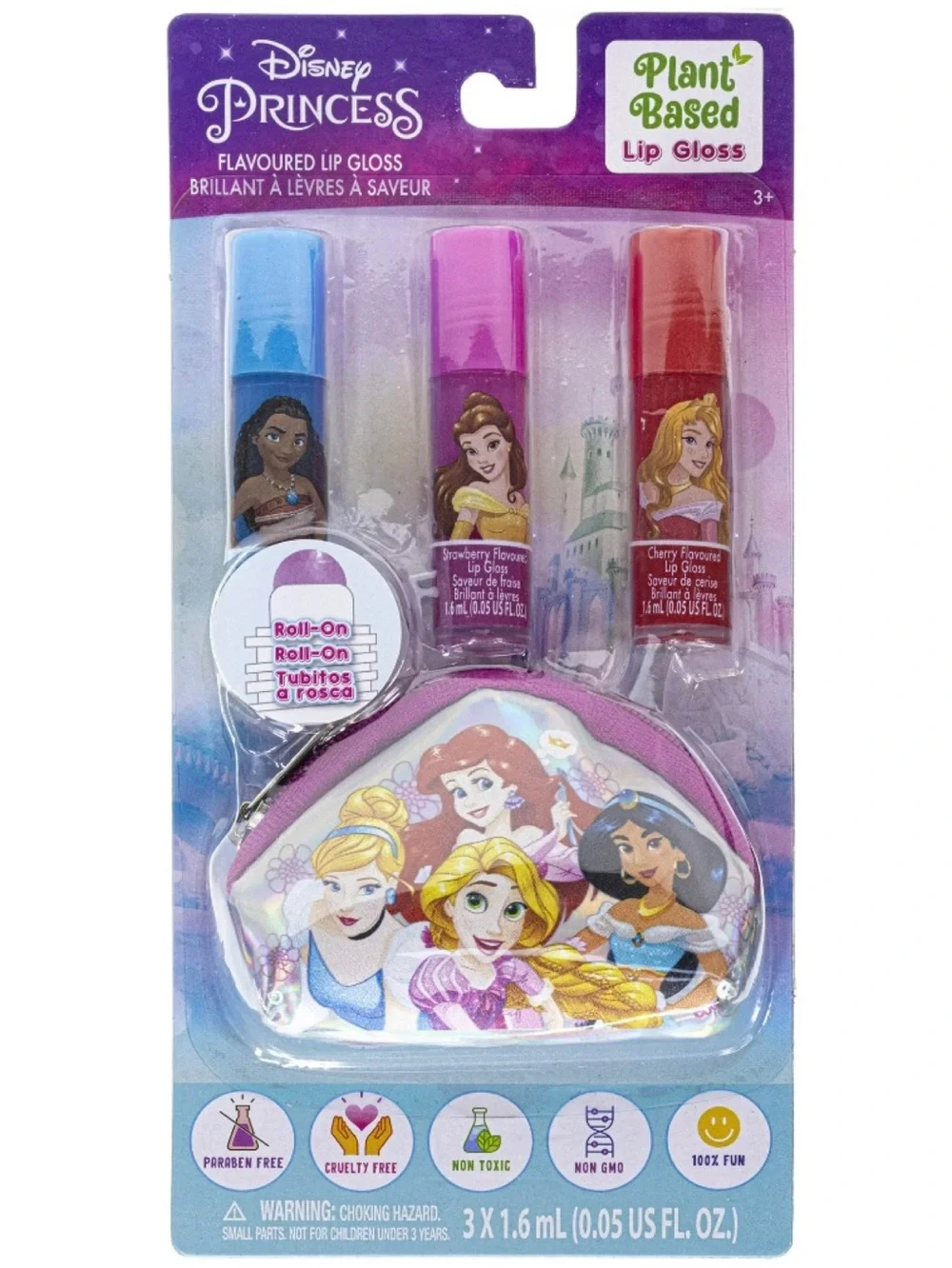Disney’s Princess 3 Pack Multi-color Lip Gloss with Mini Keychain Purse (NWT)